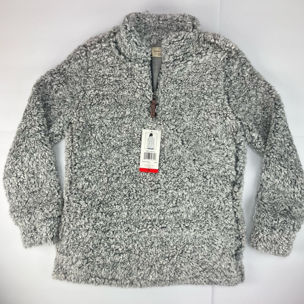 Weatherproof Women's Gray Frosty Tipped Sherpa Fleece 1/4 Zip Pullover Sz M NWT
